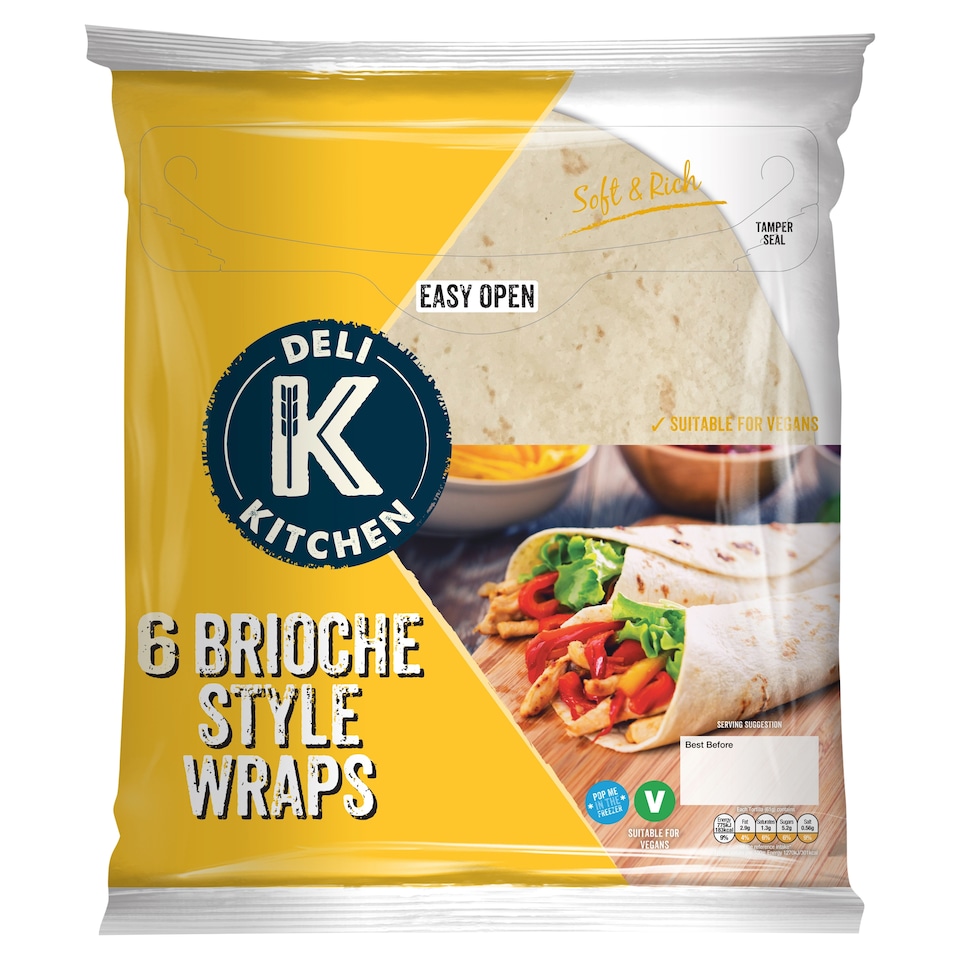 Deli Kitchen Brioche Style Tortilla Wraps 6 Pack 366g