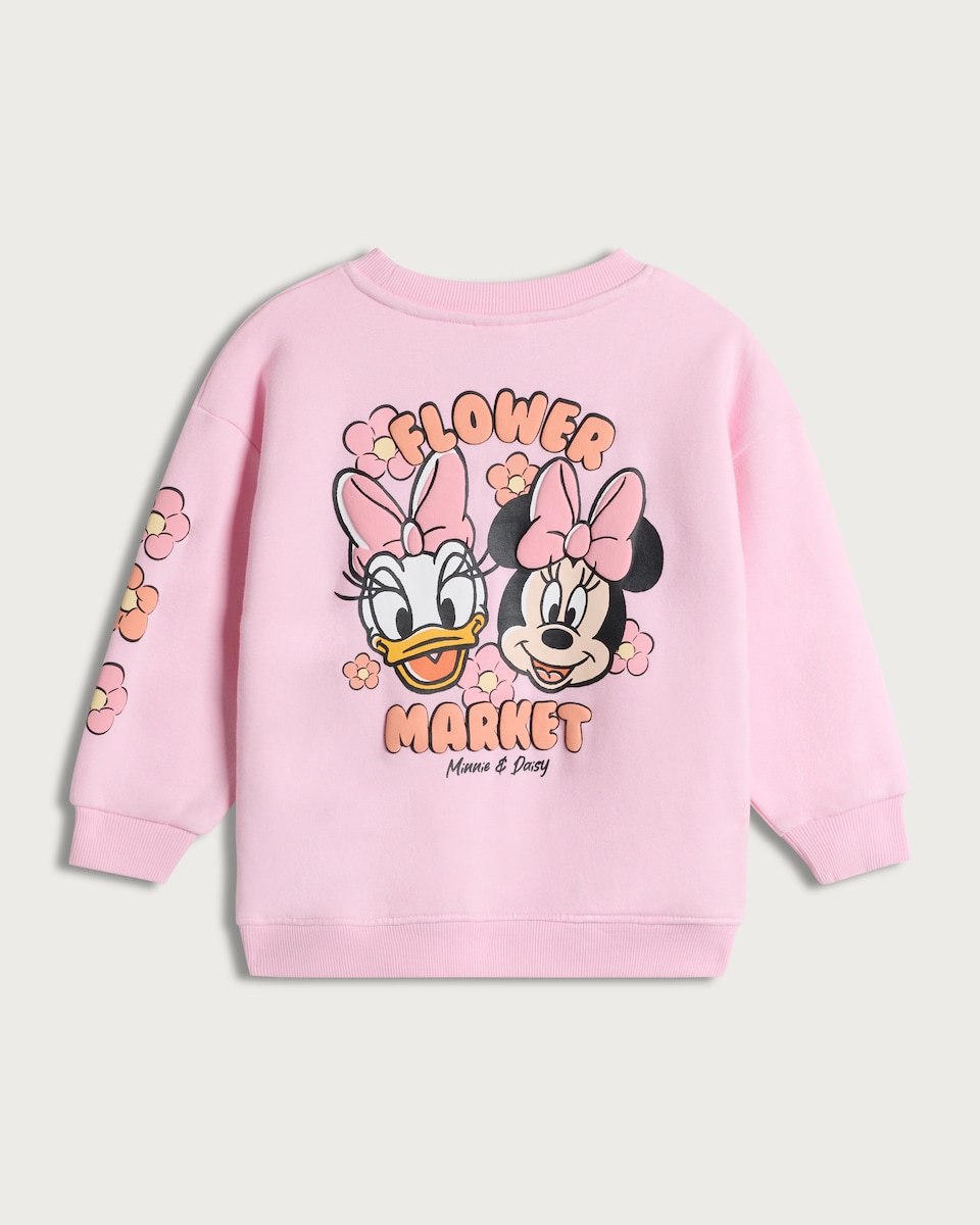 image 1 of Disney Minnie & Daisy Cotton Rich Sweatshirt in Pink