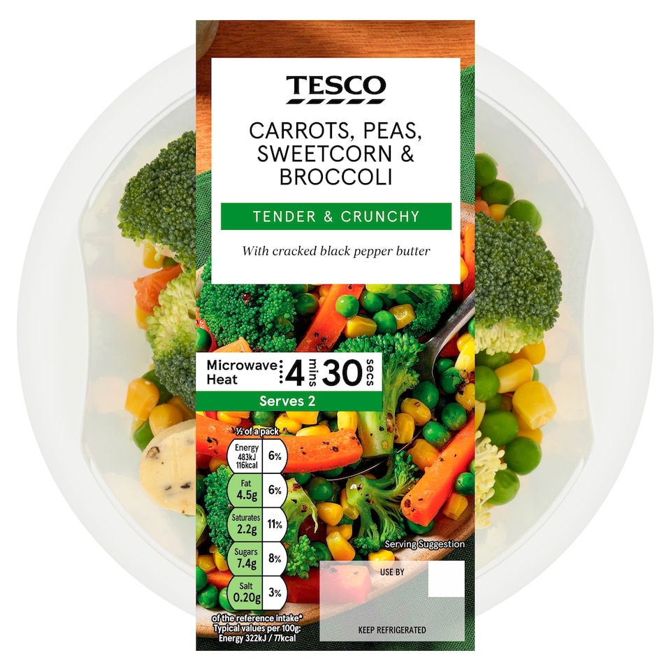 Tesco Peas, Sweetcorn, Broccoli and Carrot 300g