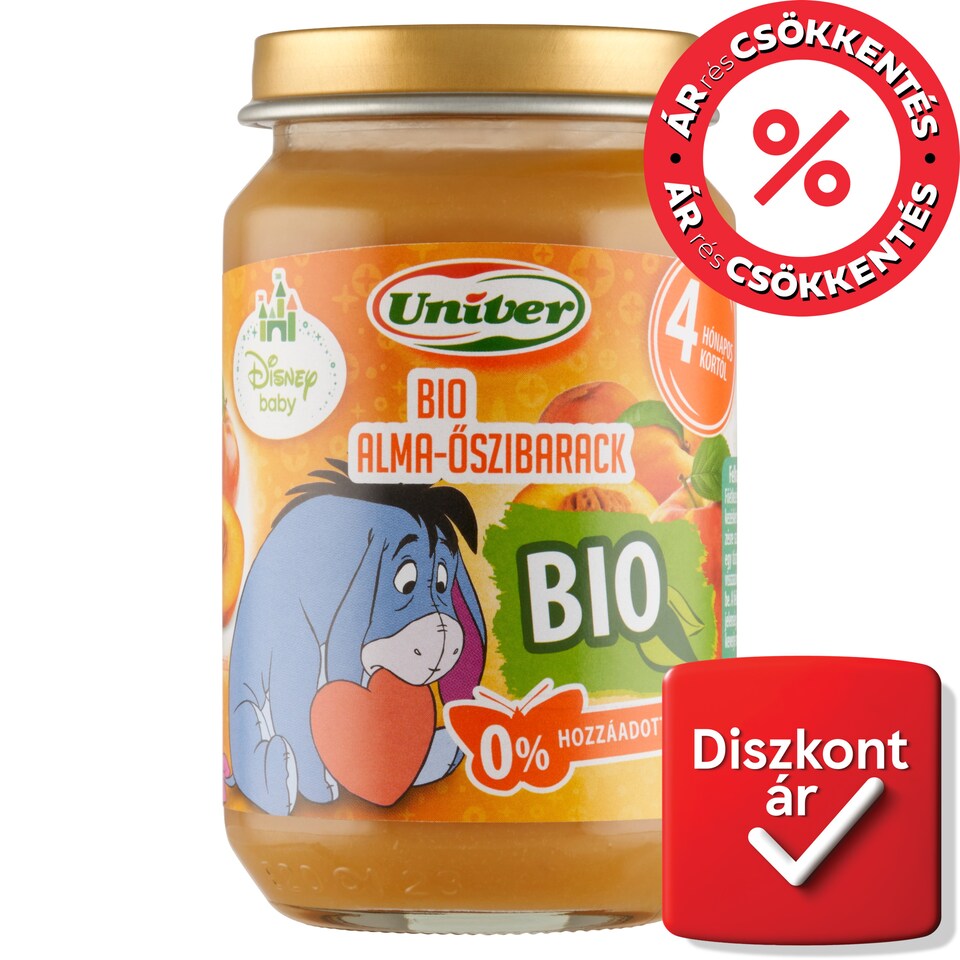 image 1 of Univer Disney Baby Organic Apple-Peach Dessert for Babies 4+ Months 163 g