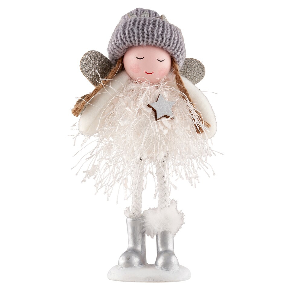 Festive Magic Stojaci anjel s mixom strieborných hviezd