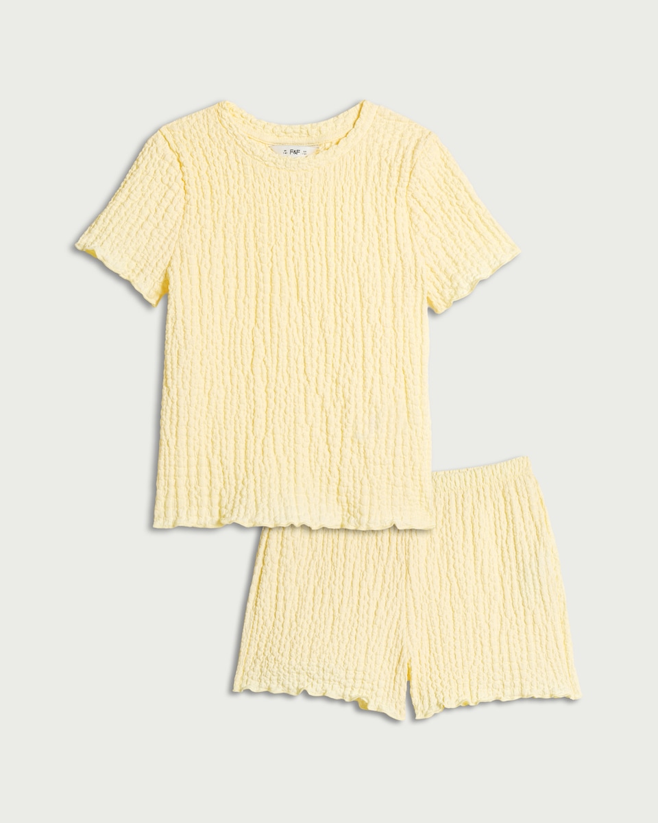 image 1 of F&F Girls 2-Piece Textured Set in Yellow
