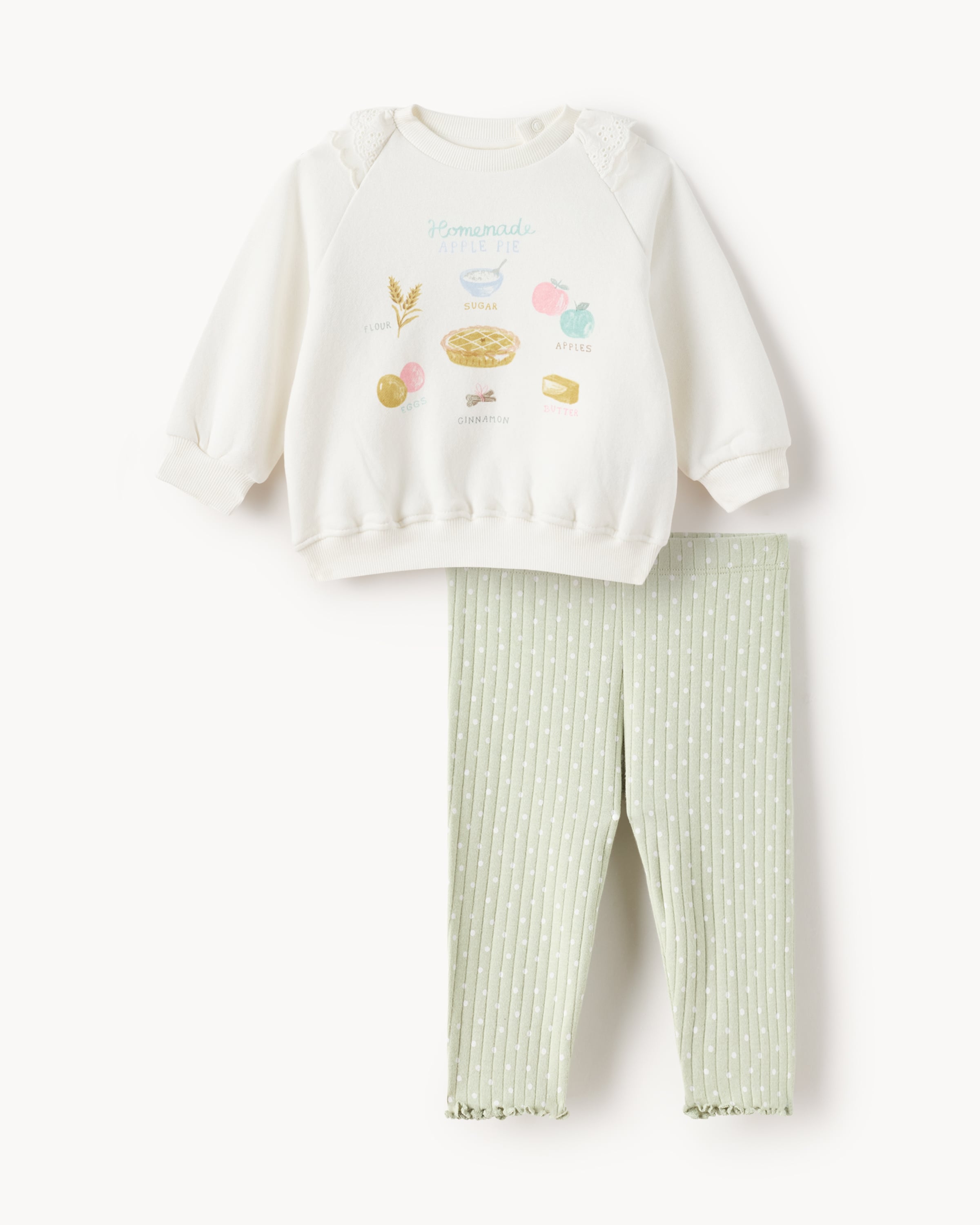 F&F Baby Cotton Rich Baking Sweatshirt and Leggings Set in Cream