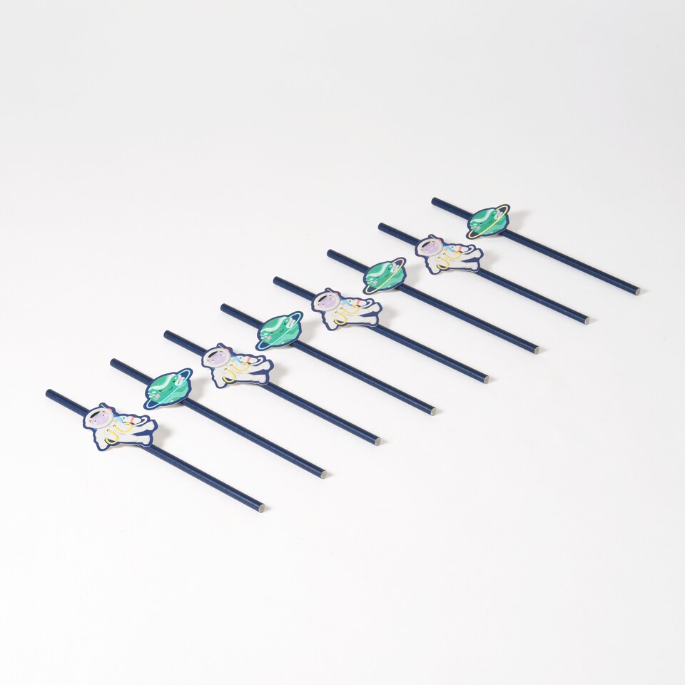 image 1 of Ginger Ray Happy Space Planet Paper straws 8PK