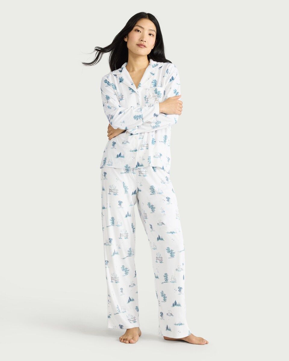 image 1 of Disney Winnie the Pooh Fleece Revere Pyjama Set in Cream