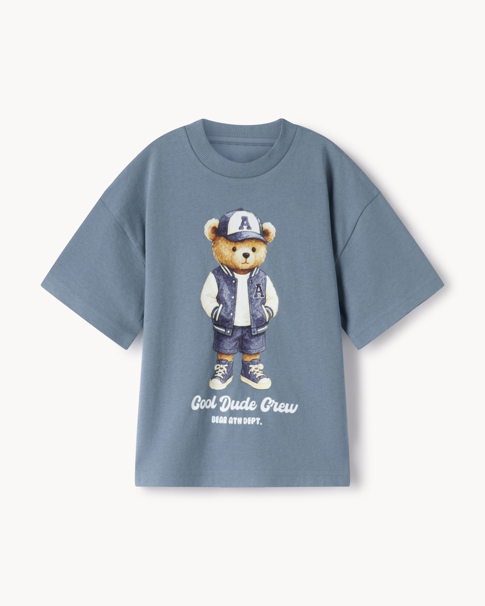 image 1 of F&F Boys 2-Pack Pure Cotton Teddy Bear T-Shirts in Blue
