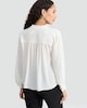 image 3 of F&F Gathered Sleeve V Neck Blouse in Cream