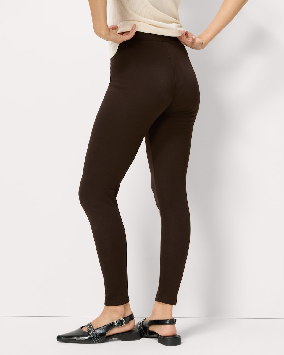 image 1 of F&F Cotton Rich Faux Fur Lined Leggings in Brown