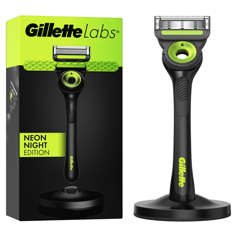 image 1 of Gillette Labs Men's Razor with Magnetic Stand Neon Night