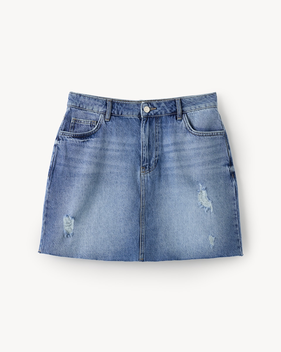 image 1 of F&F Pure Cotton Denim Mini Skirt in Navy