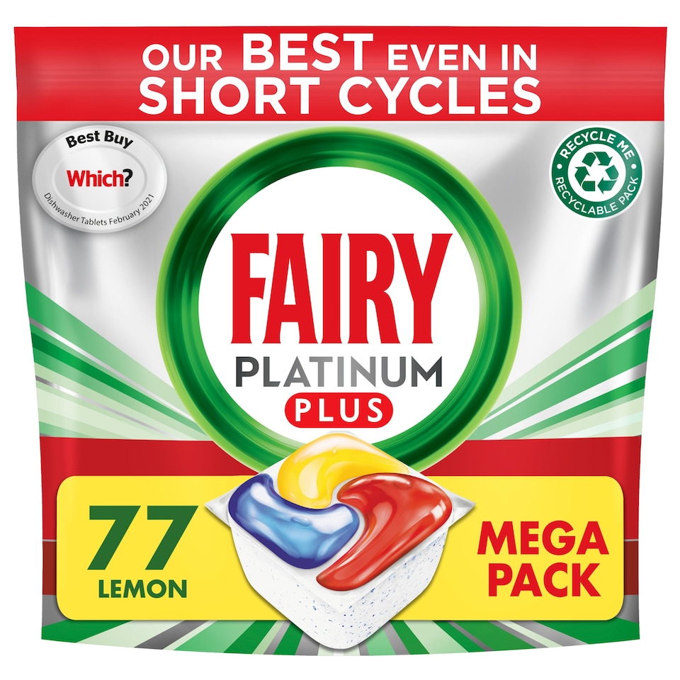 Fairy Platinum Plus 77 Lemon Dishwasher Tablets 1194G Tesco Groceries