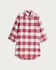 image 4 of F&F Check Print Longline Pyjama Shirt in Multi Red