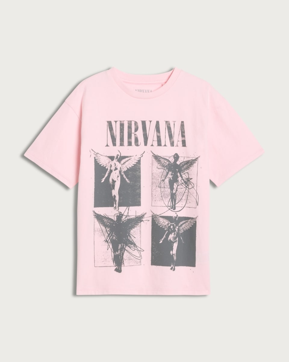 image 1 of Nirvana Pure Cotton Short Sleeved T-Shirt in Pink