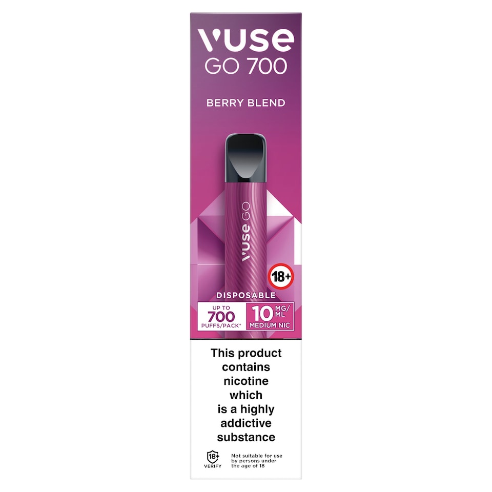 Vuse Go 700 Berry Blend 10Mg/Ml Disposable Vape 2Ml Tesco Groceries