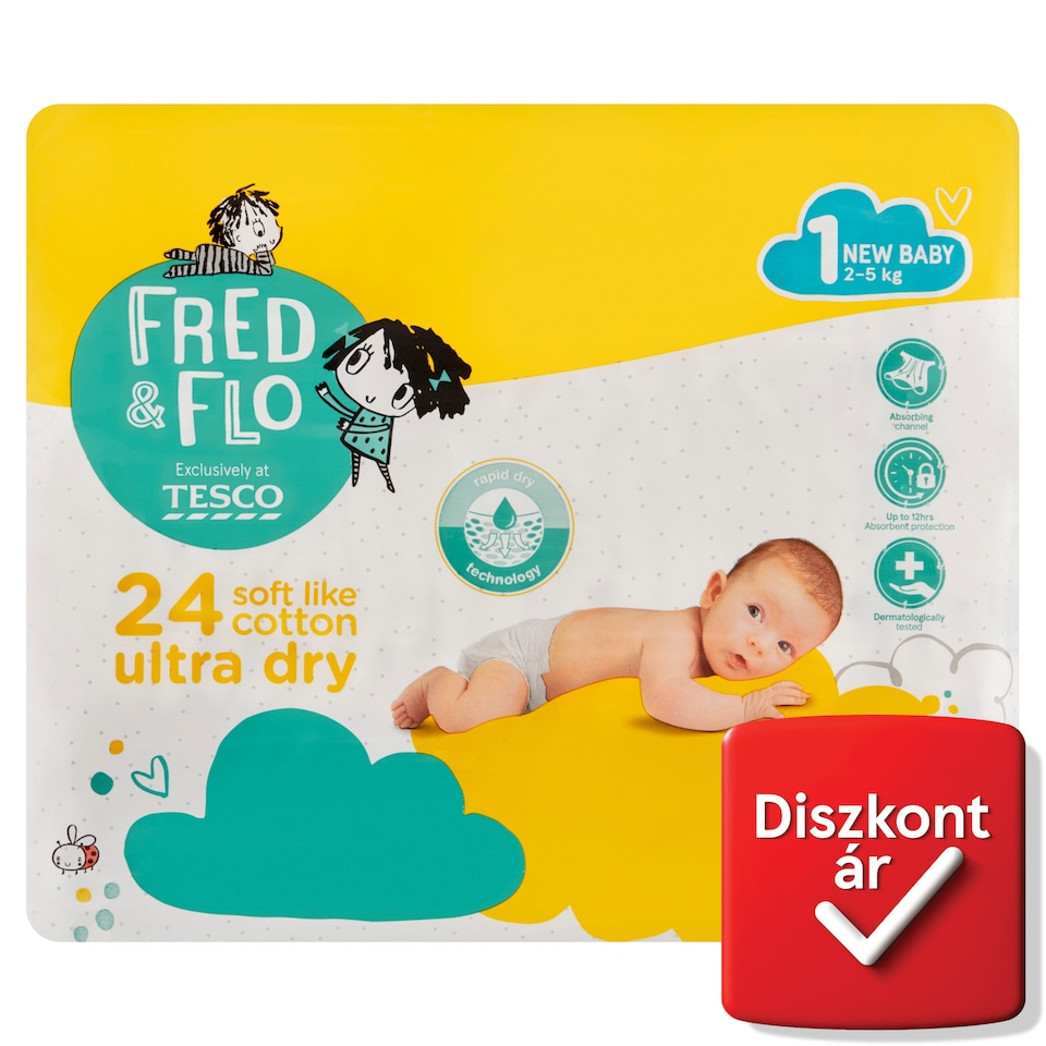 Fred & Flo Ultra Dry 1 New Baby 2-5 kg pelenka 24 db  1. kép