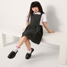 F&F School Girls Bib Pinafore Dress in Grey