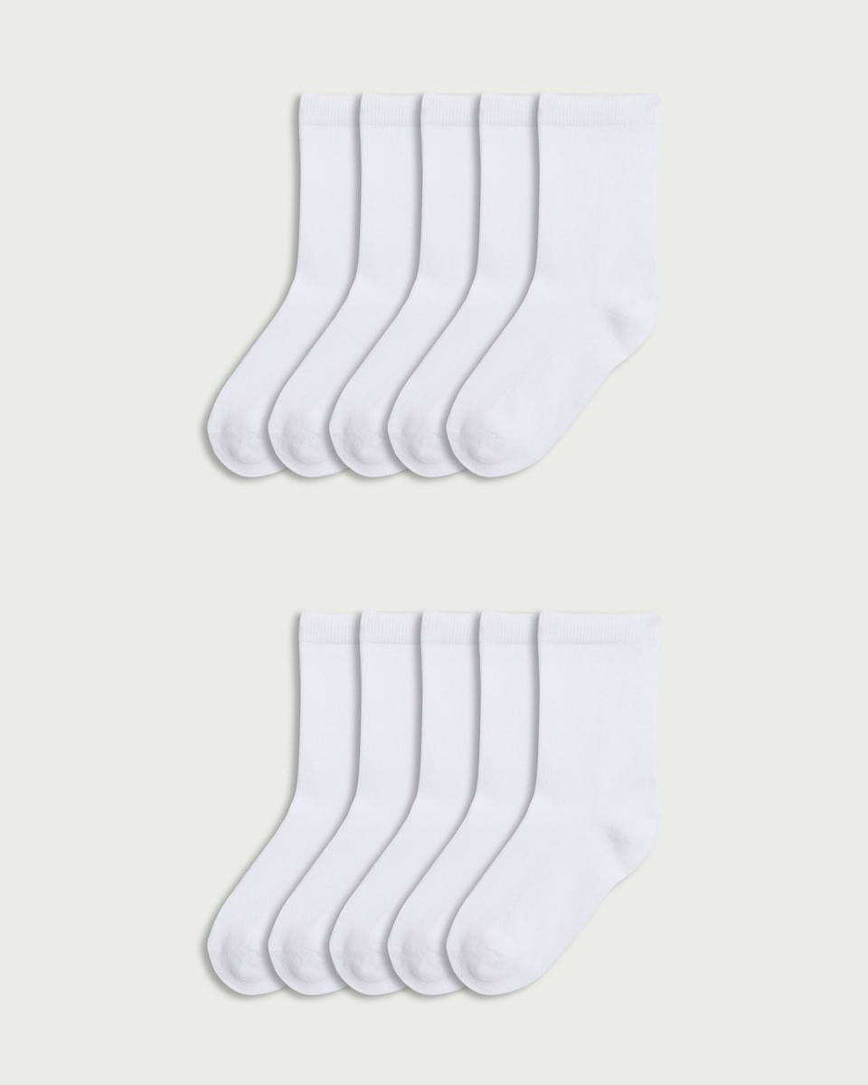 F&F Girls 10-Pack Cotton Rich Ankle Socks in White