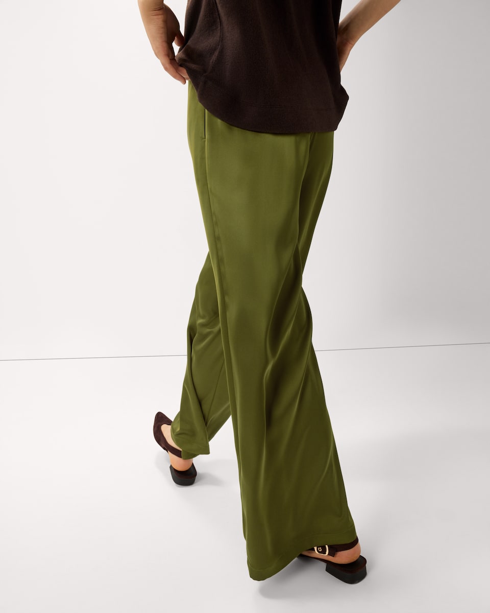image 1 of F&F Satin Wide Leg Trousers in Olive