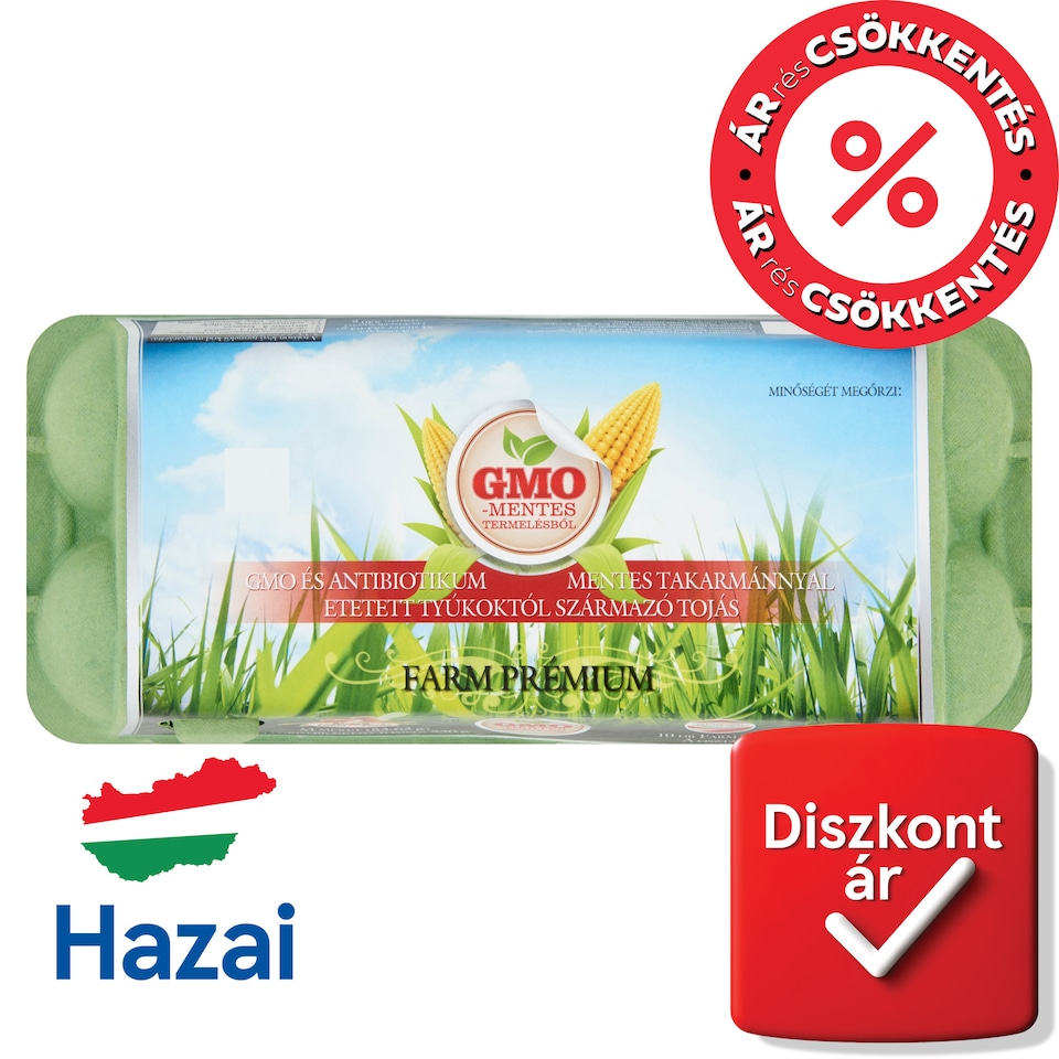 Farm Tojás Farm Prémium GMO mentes farm tojás M 10 db