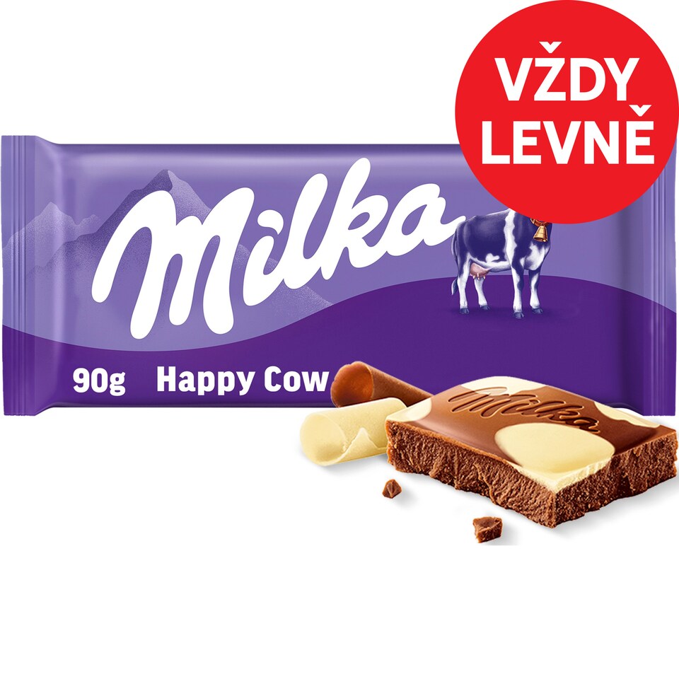 Milka čokoláda Happy Cow mléčná a bílá 90g