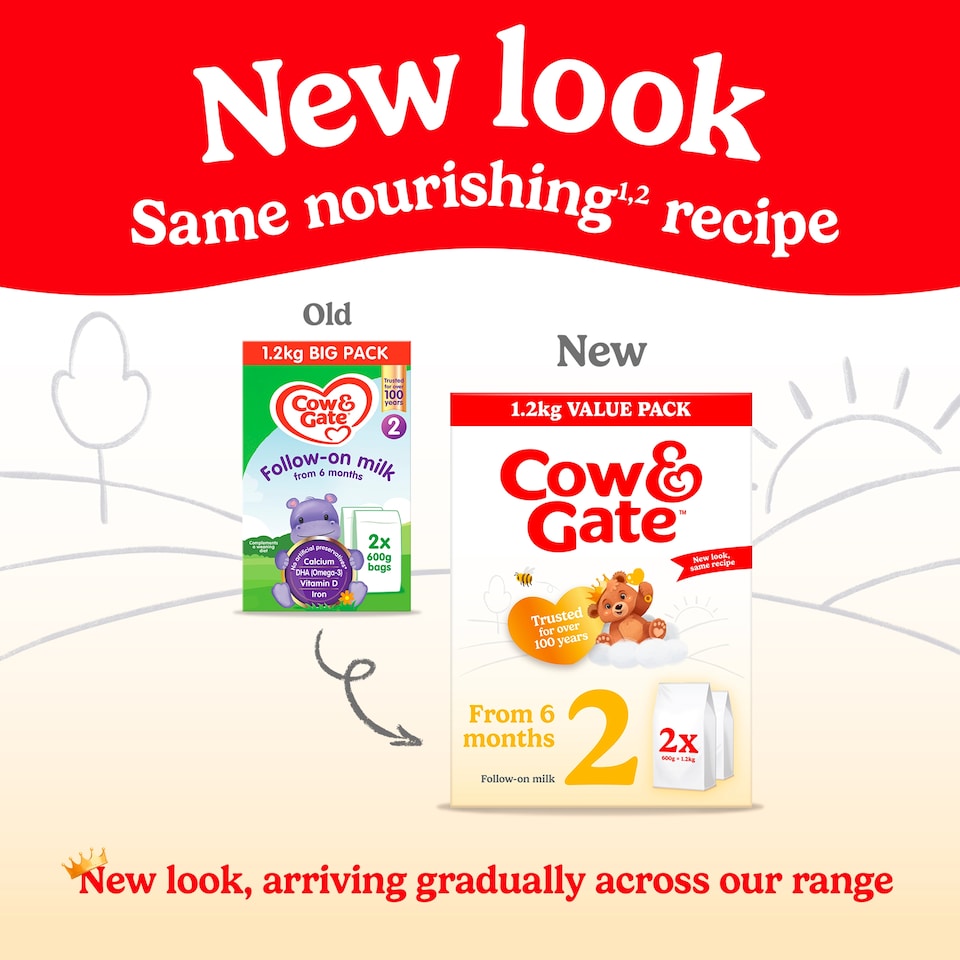 image 1 of Cow & Gate 2 Follow On Baby Milk Formula Powder 6-12 Months Big Pack 1.2kg