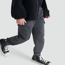 F&F Boys Cotton Rich Cuffed Cargo Joggers in Grey