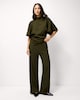 image 1 of F&F Textured Wide Leg Trousers in Olive
