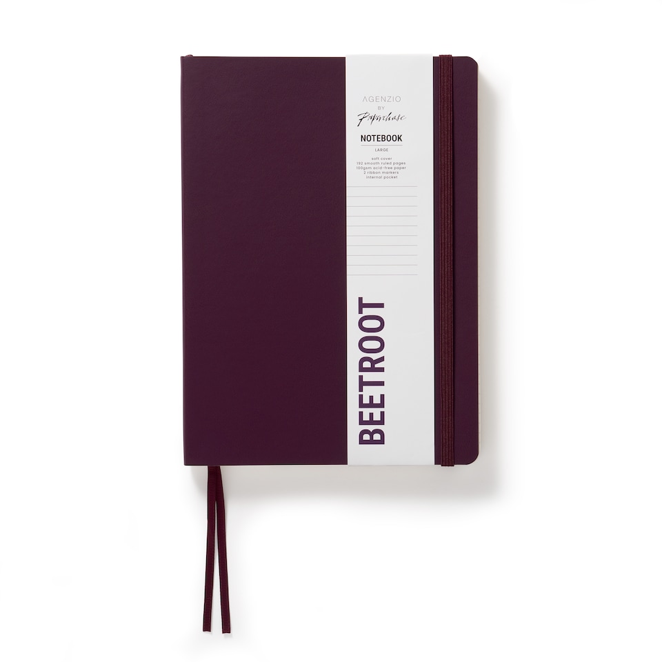 image 1 of Agenzio Soft Touch Large Ruled Notebook Beetroot