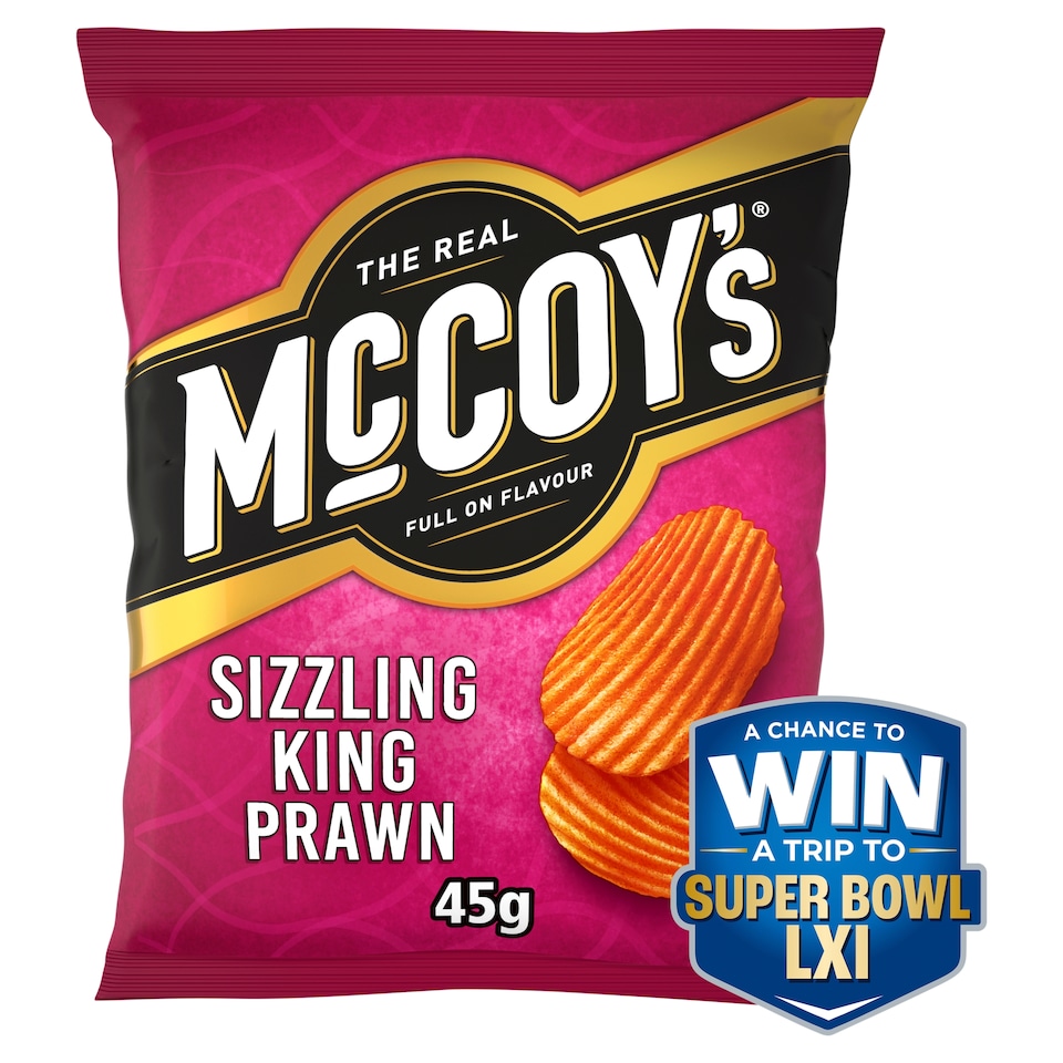 image 1 of Mccoy's Sizzling King Prawn Grab Bag Crisps 45G