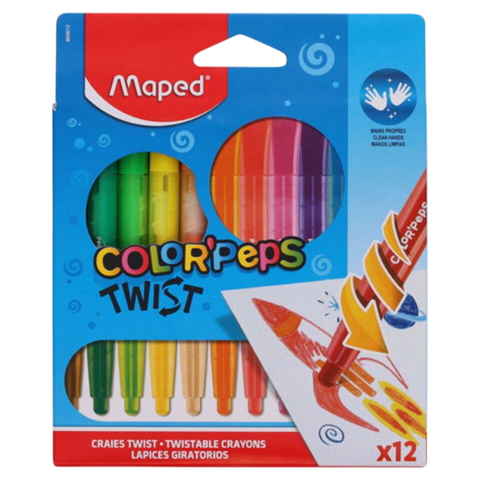 Maped Color'Peps Twistable Colouring Wax Crayons 12 pcs