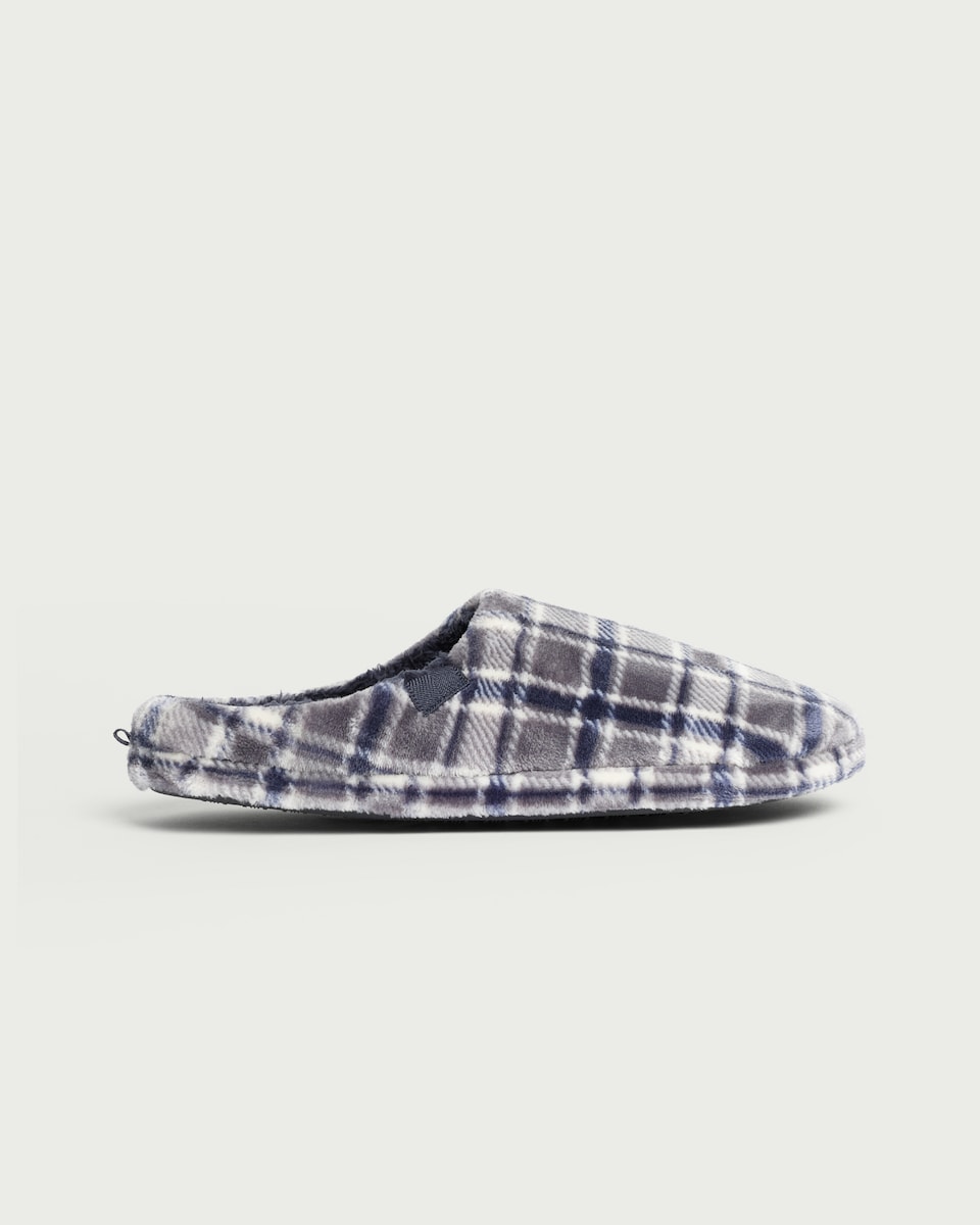 image 1 of F&F Textured Check Mule Slippers in Blue