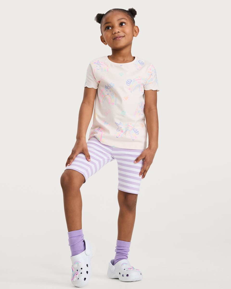 image 1 of F&F Girls 5-Pack Rainbow Unicorn Cycling Shorts in Multi