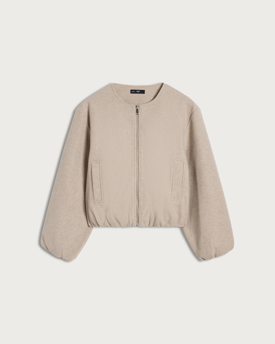 image 1 of F&F Bubble Hem Jacket in Neutral