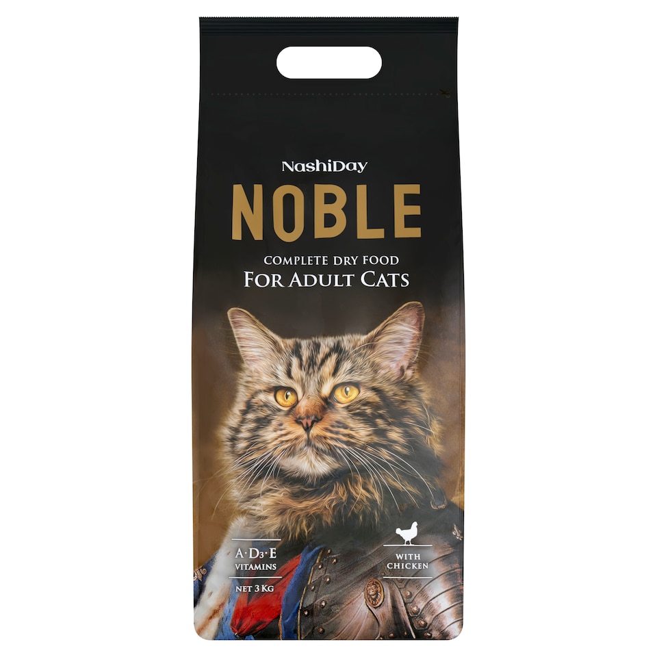NashiDay Noble teljes értékű száraz állateledel felnőtt macskák számára csirkével 3 kg  1. kép