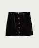 image 4 of F&F Velvet Button Front Mini Skirt in Black