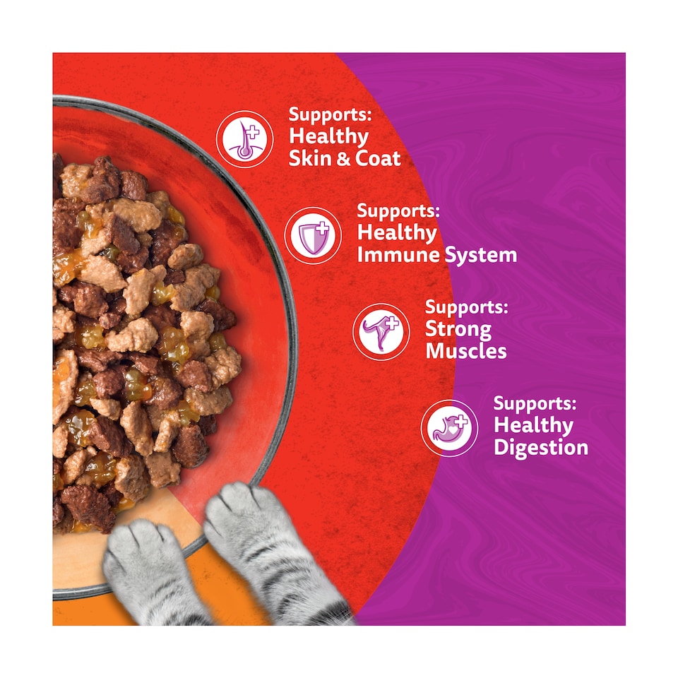 image 1 of Whiskas Duo Meaty Combos Adult Cat Food Pouches in Jelly 12x85g