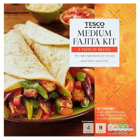 Tesco Medium Fajita Kit 475G Tesco Groceries