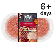 Tesco Fire Pit 6 Beef Burgers 730g 