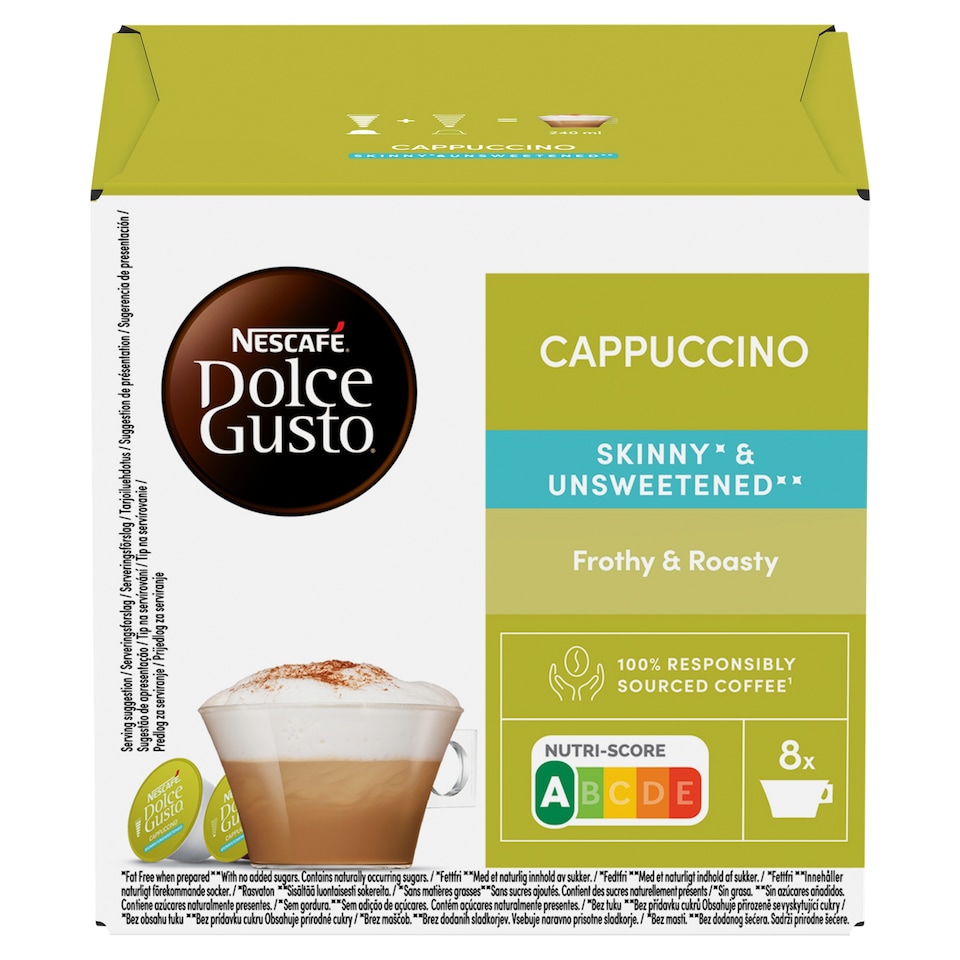 NESCAFÉ Dolce Gusto Cappuccino Skinny Unsweetened - kávové kapsle - 16 ks
