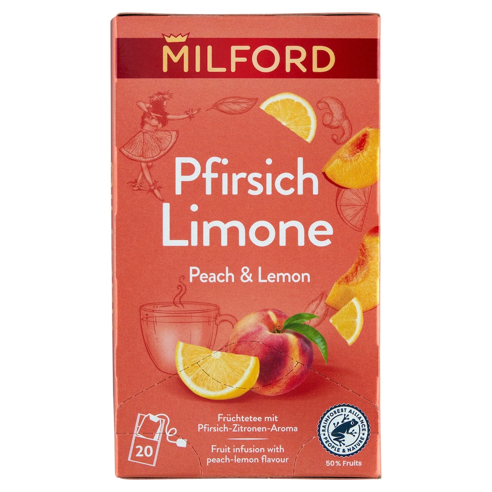 Milford Peach and Lemon Flavoured Fruit Tea 20 Tea Bags 45 g