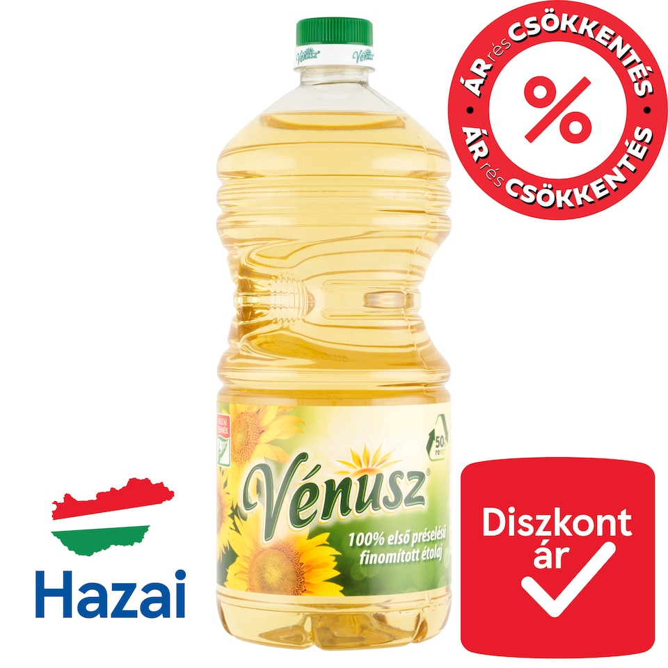 Vénusz 100% első préselésű finomított napraforgó-étolaj 2 l  1. kép