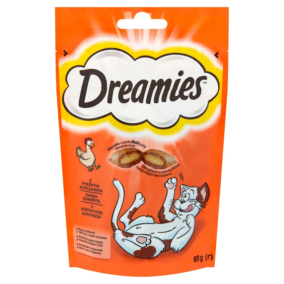 Dreamies kiegészítő macskaeledel csirkével felnőtt macskák & 8 hetesnél idősebb kölykök számára 60 g  1. kép