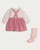 image 2 of F&F Baby 3-Piece Cotton Rich Floral Bodysuit, Pinafore and Tights Set in Pink