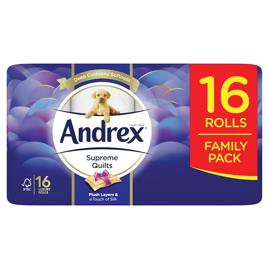 Andrex Toilet Tissue Supreme Quilts 16 Rolls Tesco Groceries