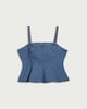 image 4 of F&F Pure Cotton Peplum Hem Denim Top in Blue