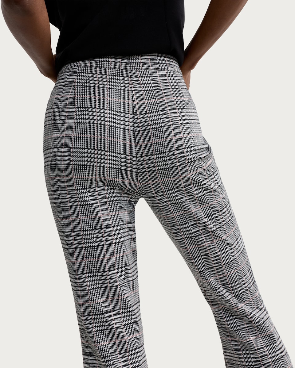 image 1 of F&F Ponte Check Flared Trousers in Grey
