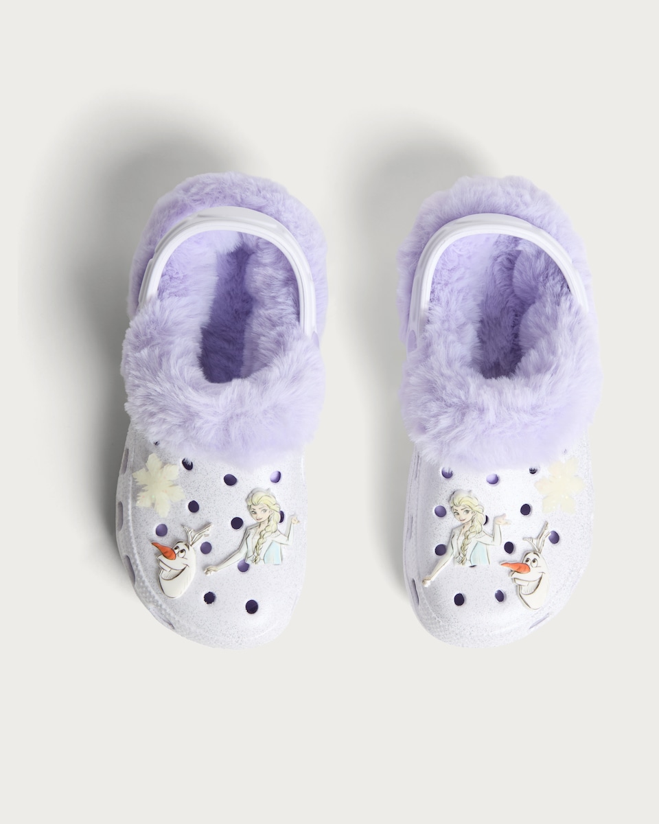 image 1 of Disney Frozen Faux Fur Lined Clogs in Lilac