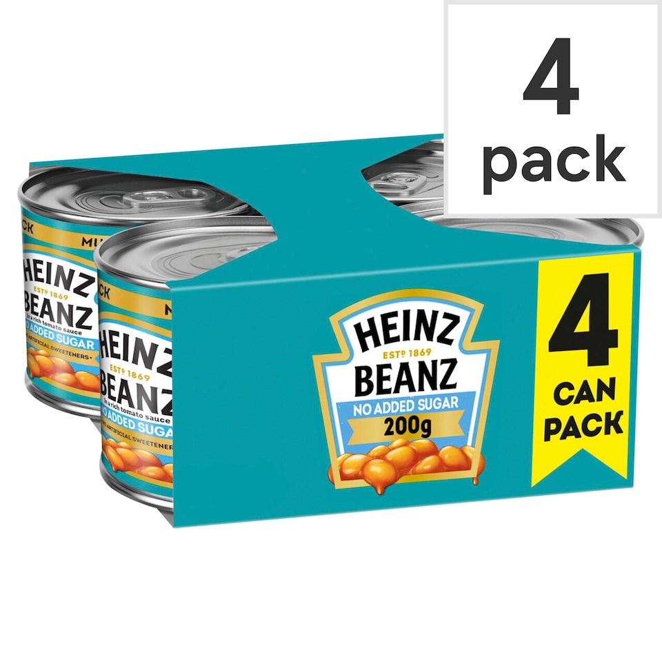 image 1 of Heinz No Added Sugar Baked Beans in Tomato Sauce 4 x 200g