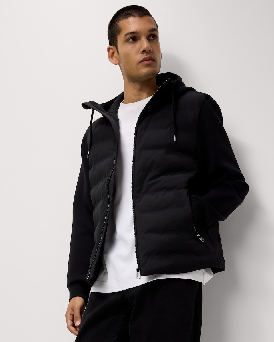 image 1 of F&F Zip Up Hooded Jacket in Black