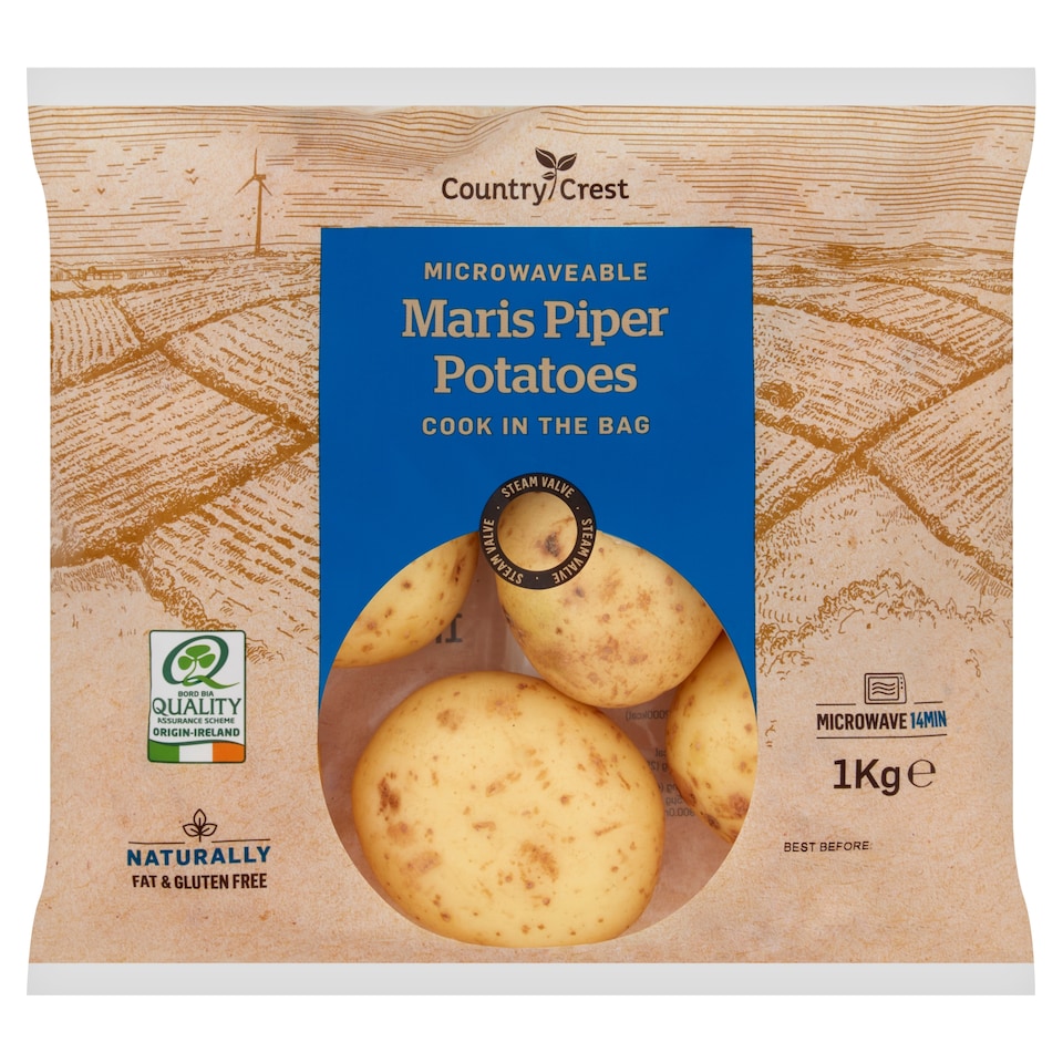 Country Crest Microwave Maris Piper Potatoes 1Kg